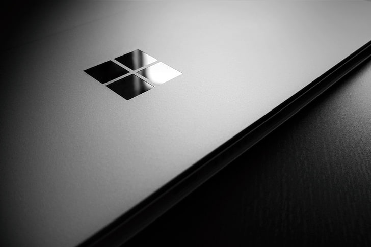 Microsoft Windows logo, Windows 10, wooden surface, laptop, lighting equipment HD wallpaper