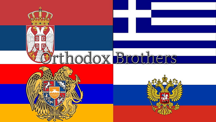 Flags, Armenia, Greece, Russia, Serbia