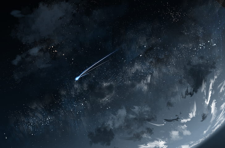 planet, space, meteors, HD wallpaper