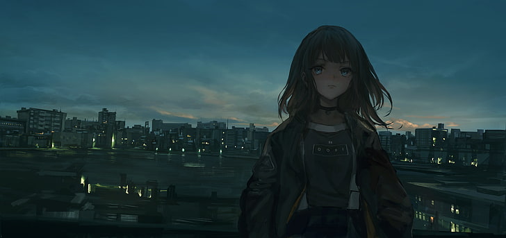 original characters, anime girls, cityscape, THE-LM7, built structure, HD wallpaper