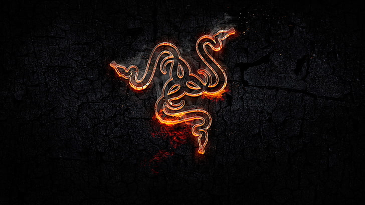 razer, logo, fire, gaming, snake, Technology, black background