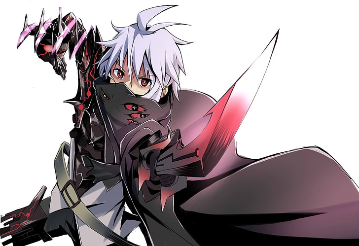 HD wallpaper: anime boy, demon, weapon, white hair, disguise, studio shot |  Wallpaper Flare