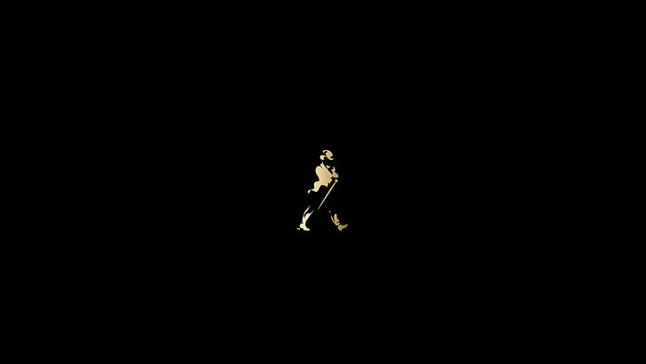 minimalism, monochrome, black background, walking, Johnnie Walker