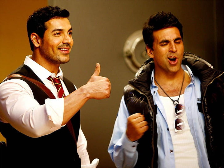 Akshay And John, men's white dress shirt, Bollywood Celebrities