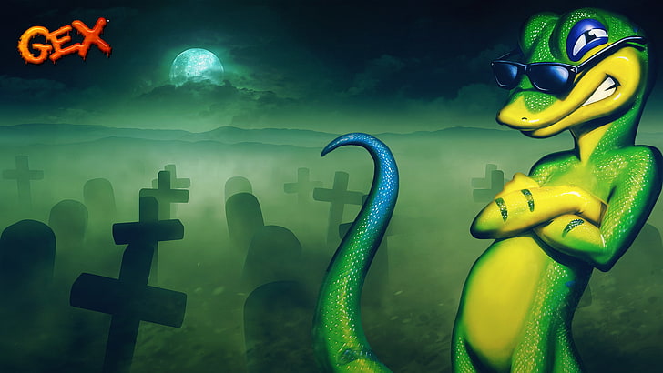 gex, games art, Games posters, video games, gecko, water, no people