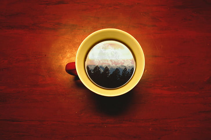 yellow ceramic mug, coffee, food and drink, refreshment, cup