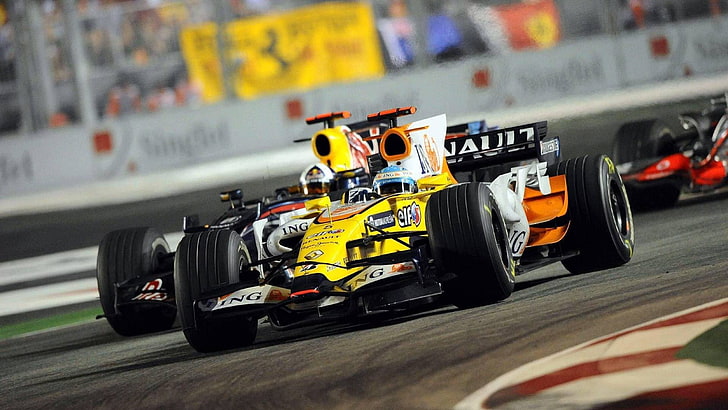 Fernando Alonso, Renault F1 Team, Formula 1, competition, sports race, HD wallpaper
