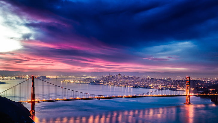 red steel bridge, landscape, urban, Golden Gate Bridge, San Francisco