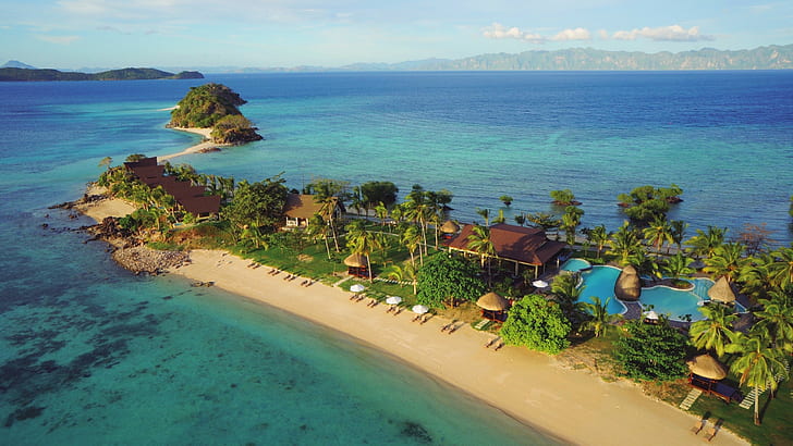 Malaroyroy Bulalacao Island Coron Palawan Resort Philippines View From Dron Hd Wallpaper 2560×1440, HD wallpaper
