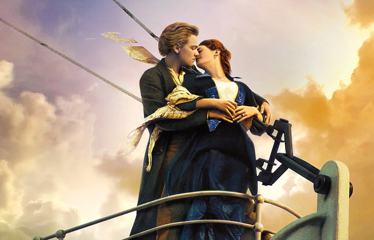 titanic, movies, love, couple, kiss, hd, 4k, 5k, sky, two people, HD wallpaper