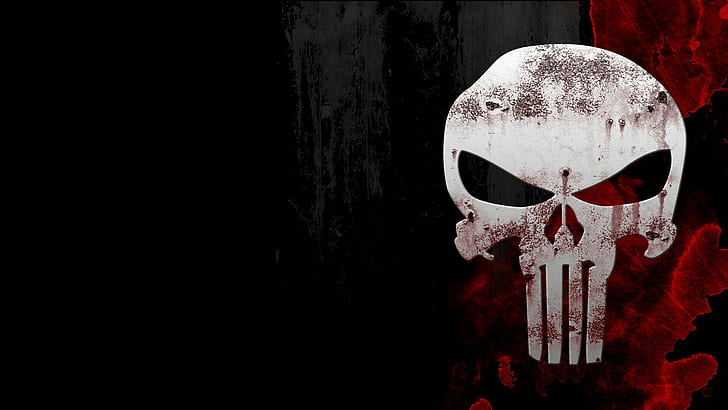The Punisher logo, halloween, horror, spooky, evil, dark, death, HD wallpaper