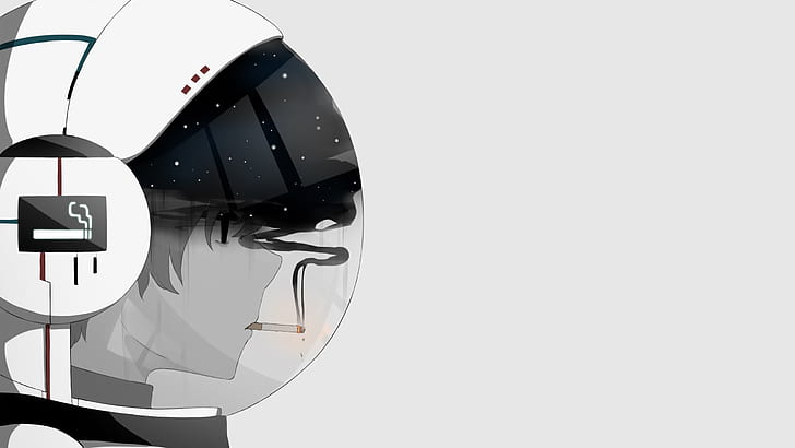 HD wallpaper: anime boys, cigarettes, helmet, smoke, space suit, black eyes  | Wallpaper Flare