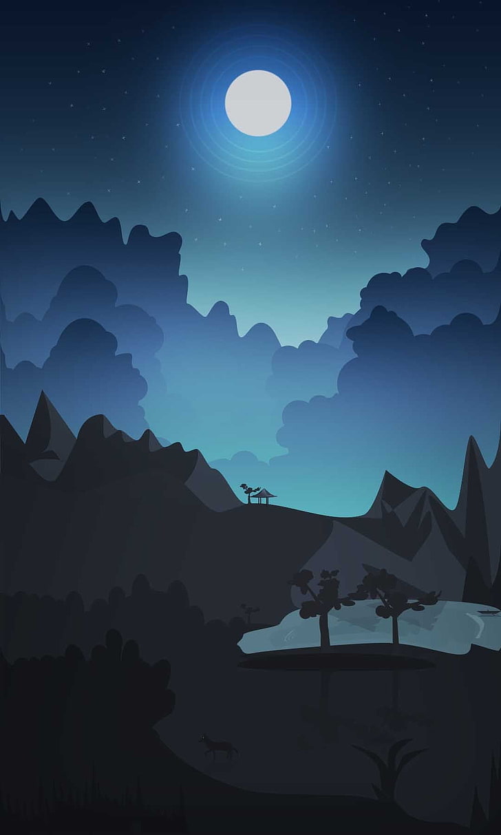 HD wallpaper: shed on hill under full moon animated wallpaper, night,  summer | Wallpaper Flare