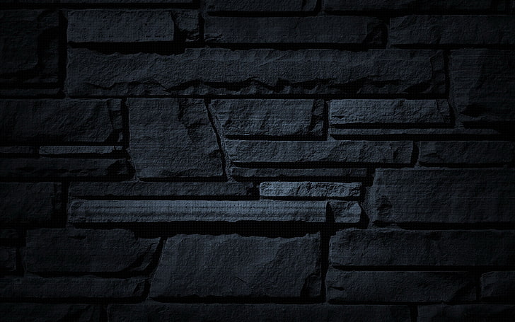 gray brick wall, stones, background, Wallpaper, black, texture, HD wallpaper