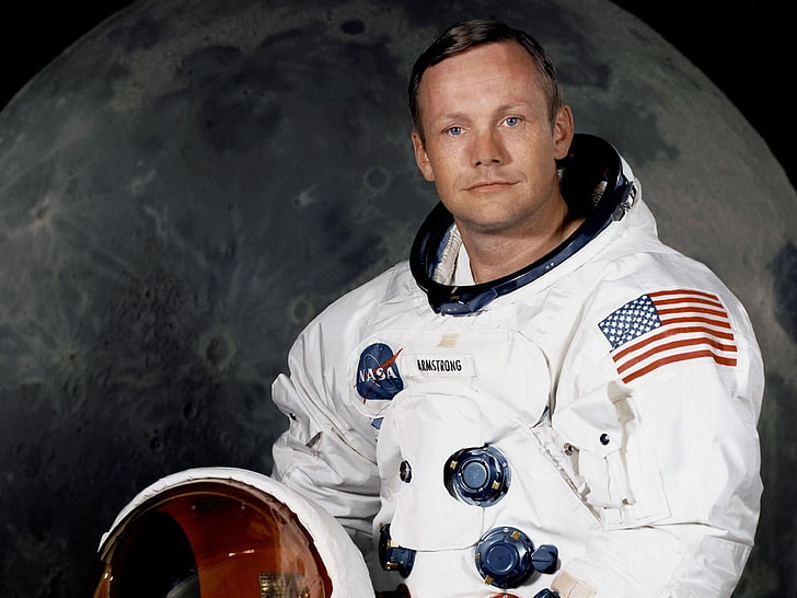 neil armstrong, looking at camera, portrait, mature adult, one person, HD wallpaper