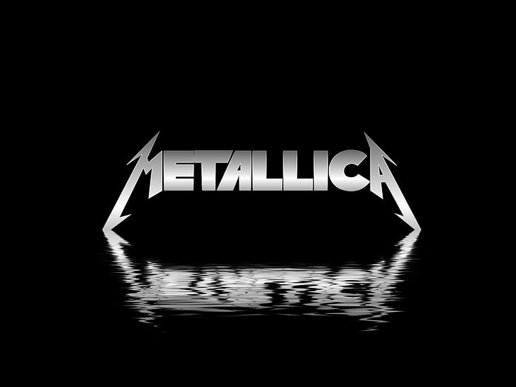 gray Metallica logo, rock bands, music, monochrome, band logo
