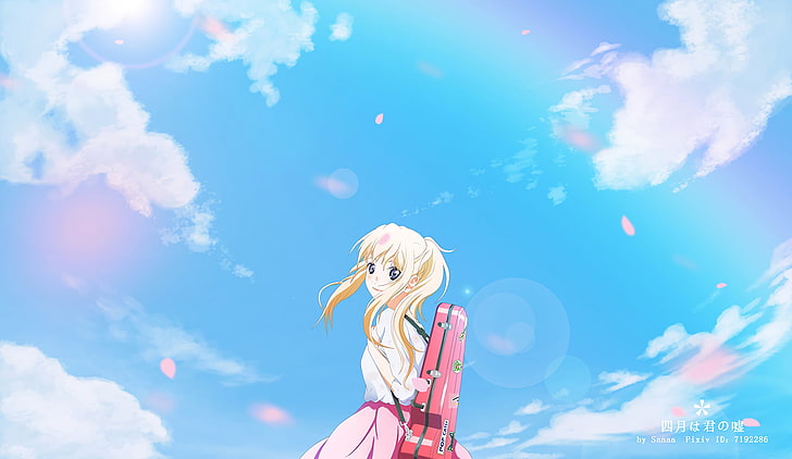 Anime, Your Lie in April, Kaori Miyazono, cloud - sky, blond hair