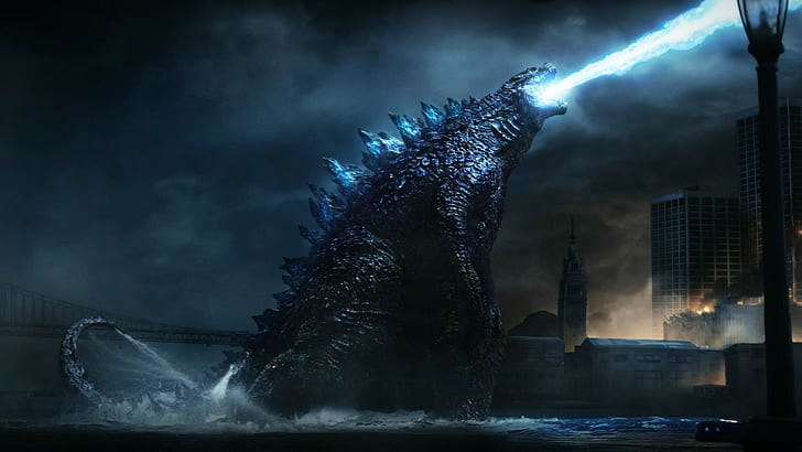 Godzilla wallpaper, science fiction, night, dark, urban Scene