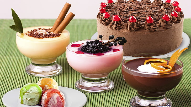 chocolate cake, food, food and drink, healthy eating, fruit, dessert, HD wallpaper