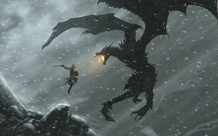 dovahkiin, video games, Alduin, dragonborn, The Elder Scrolls V: Skyrim, HD wallpaper