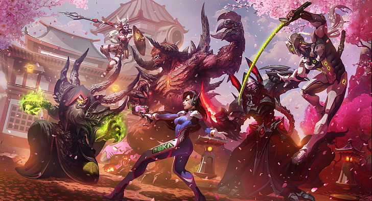Heroes of the Storm, Genji, Cassia, DVa, Hanamura, HD wallpaper