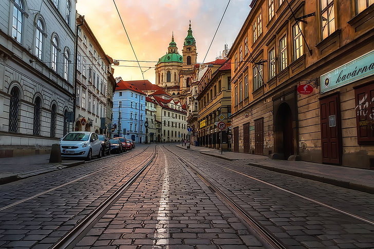 Prague, cityscape, Czech Republic, street, pavements, architecture, HD wallpaper