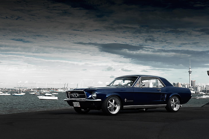 blue Ford Mustang, muscle car, 1967, Jake, Andrei Diomidov, mode of transportation