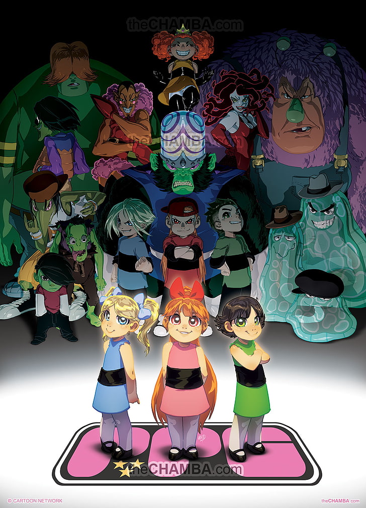 cartoon, Powerpuff Girls, human representation, multi colored