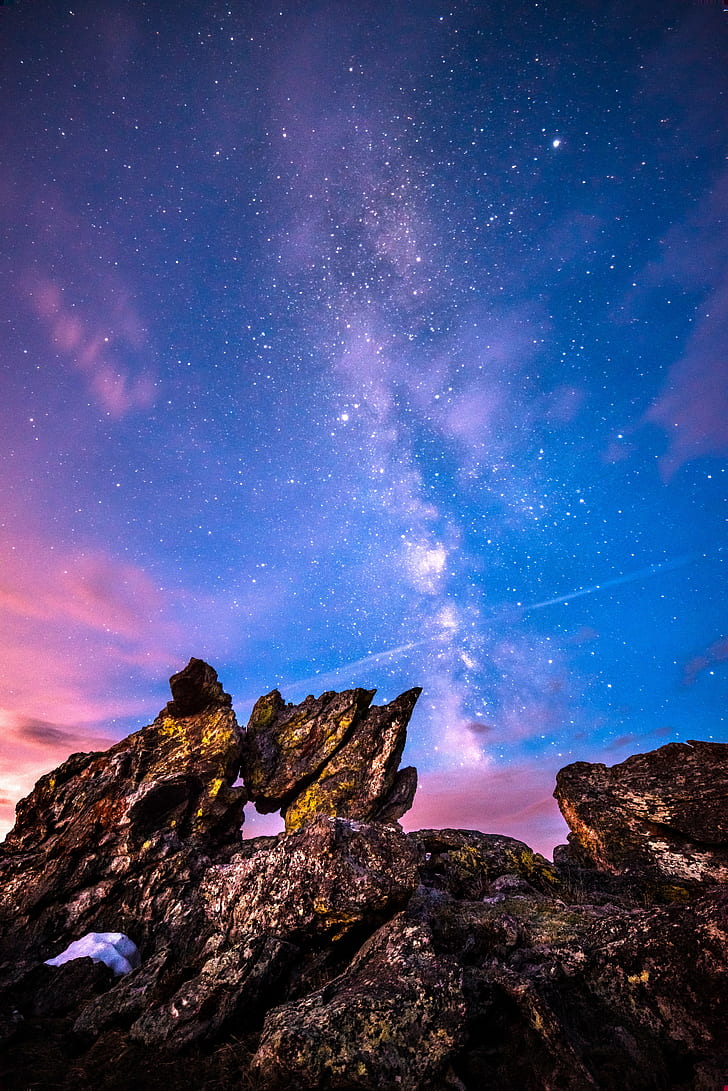 low angle photography of milky way and rocks, Out There, rmnp