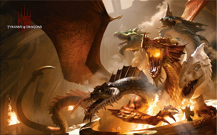 Dungeons and Dragons, artwork, fantasy art, tiamat, HD wallpaper