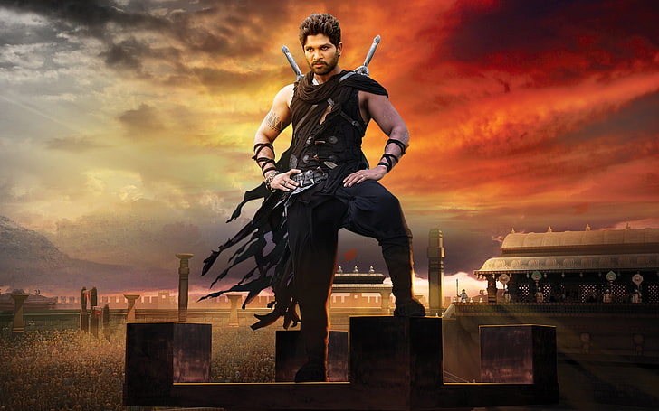Allu Arjun As Gona Ganna Reddy Rudhr, men's black sleeveless costume, HD wallpaper