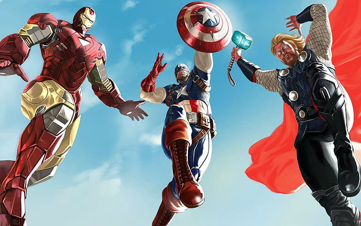 Hd Wallpaper The Avengers Iron Man Captain America And Thor Desktop Wallpaper Hd Free Download 1800 Wallpaper Flare