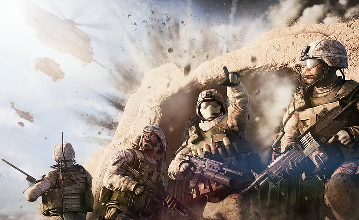 Operation Flashpoint Red River, four men in military suits digital wallpaper