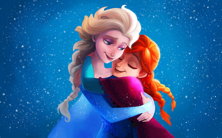 Sisters HD Wallpaper, Elsa and Anna from Frozen, Cute, Love, young adult
