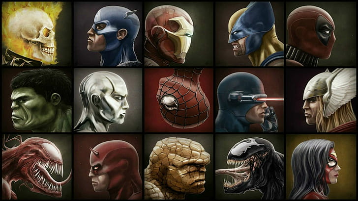 Captain America, Carnage, Daredevil, deadpool, Fantastic Four, HD wallpaper