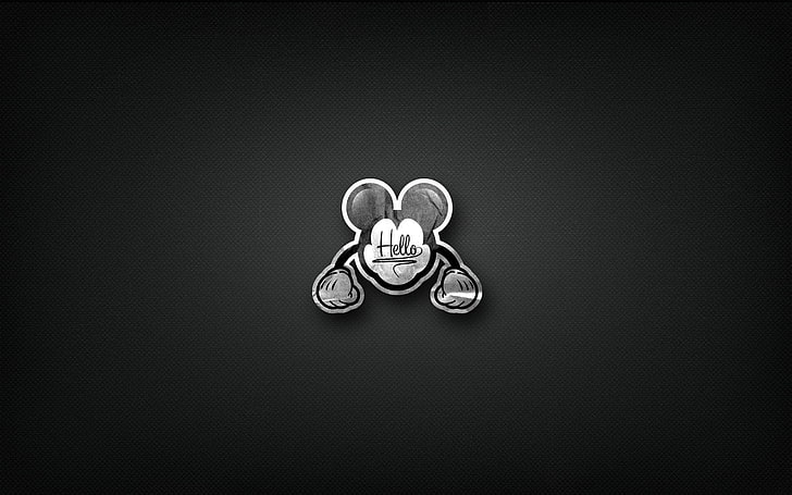 Mickey Mouse Minimalist, gray Mickey Mouse head illustration, HD wallpaper