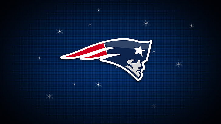New England Patriots logo, minimalism, blue background, NFL, American football