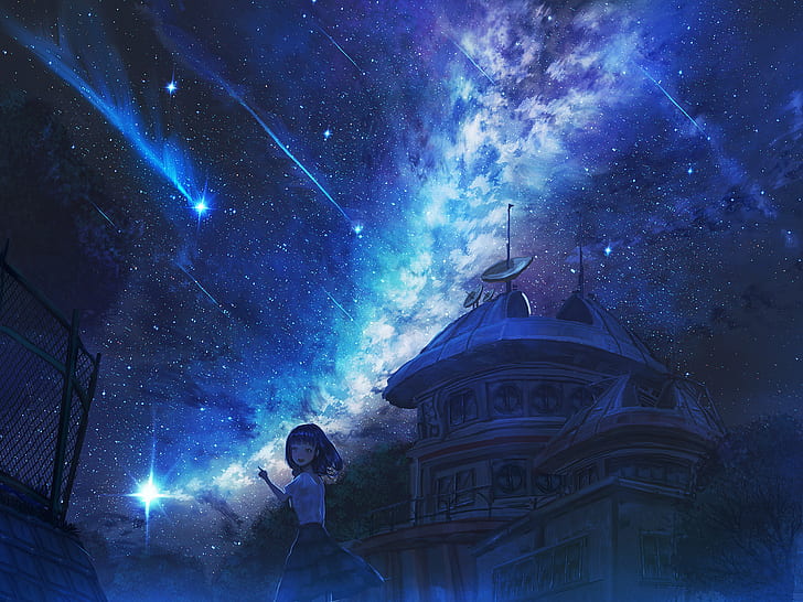 HD wallpaper: Anime, Original, Girl, Shooting Star, Starry Sky | Wallpaper  Flare