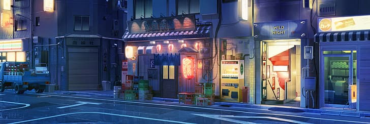 visual novel, landscape, Background Art, street, Japan, shop, HD wallpaper