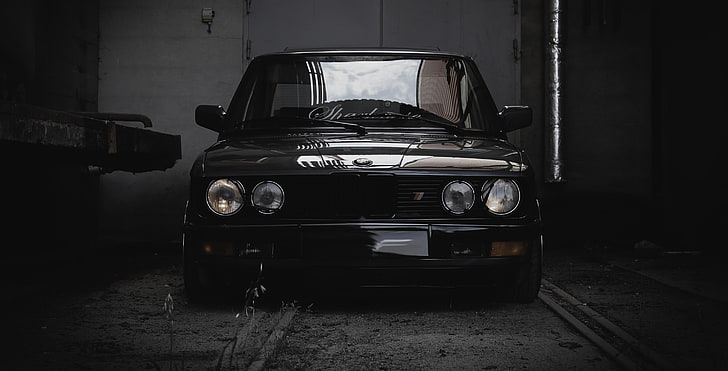 black car, BMW E28, Squatty, Norway, mode of transportation, land vehicle, HD wallpaper