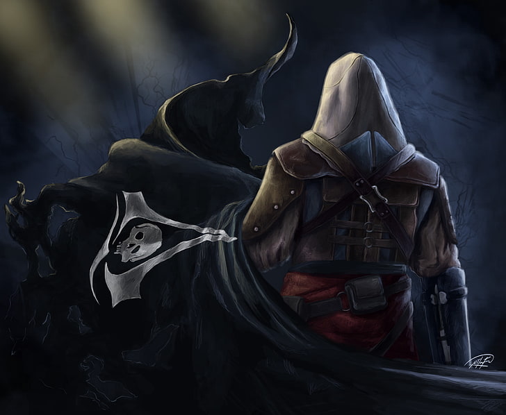 Assassin's Creep digital wallpaper, flag, Edward Kenway, Assassin's Creed IV: Black Flag