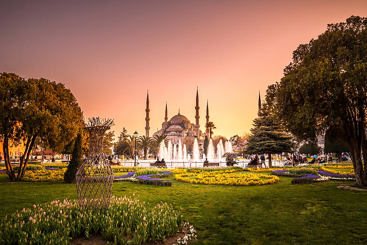 Mosques, Sultan Ahmed Mosque, Blue Mosque, Fountain, Istanbul, HD wallpaper