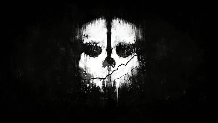 white and black skull illustration, white skull illustration