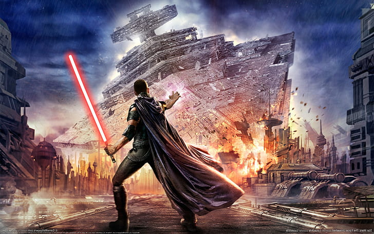 Galen Marek, Lightsaber, Star Destroyer, Star Wars, Star Wars: The Force Unleashed, HD wallpaper