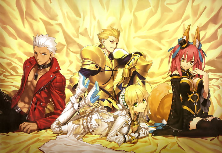 animal, archer, bride, caster, cleavage, ears, extra, fate, HD wallpaper