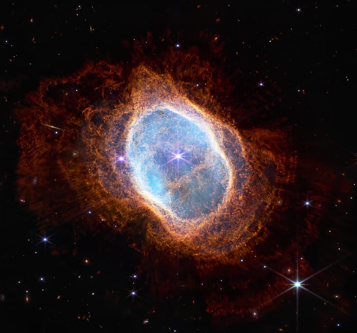 Southern Ring Nebula, NASA, ESA, JWST, NGC 3132, Dying Star's