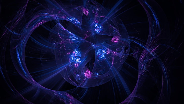 digital art, 3d, purple, fractal art, light, darkness, artwork, HD wallpaper