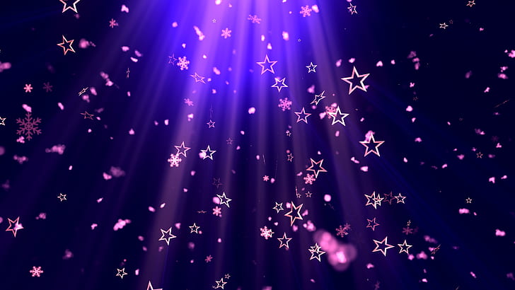 4K, abstract, stars, snow flakes, purple background, pink background