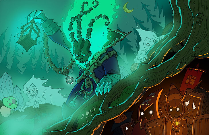 green monster wallpaper, League of Legends, Thresh, art and craft
