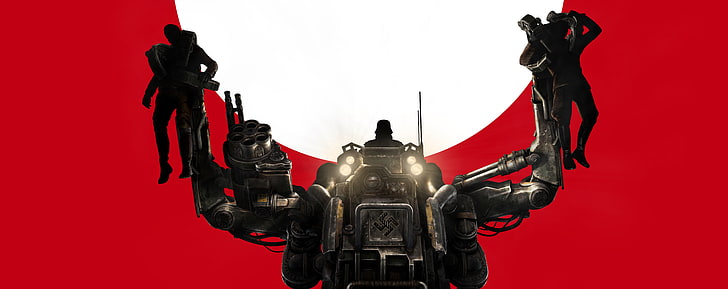 Wolfenstein The New Order, robot holding people wallpaper, Games